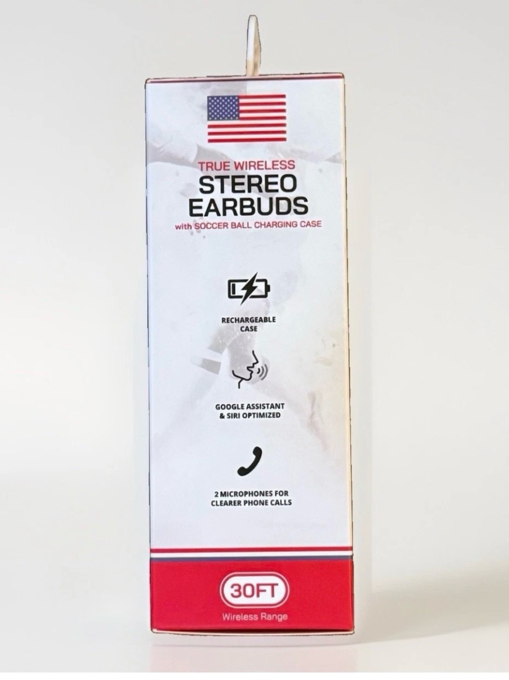 True Wireless Stereo Earbuds in White with Soccer Ball Charging Case - Picture 3 of 4